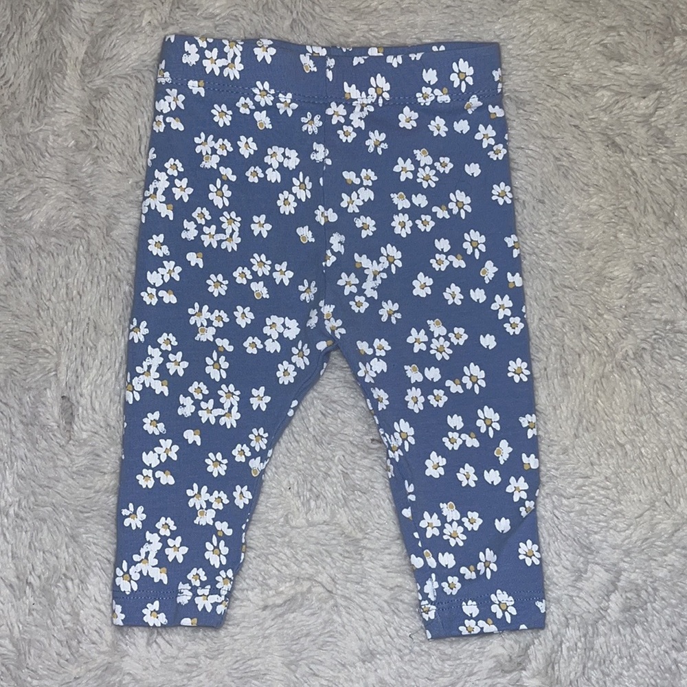 (3 for $10) joe fresh 3-6 month blue floral pants leggings baby girl clothing